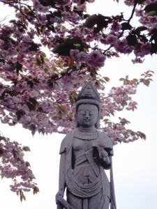 花に囲まれ観音様も微笑んでいるように見えます